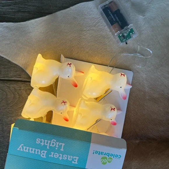 Brand NWT White Easter Bunny String Lights with Timer - Picture 7 of 16